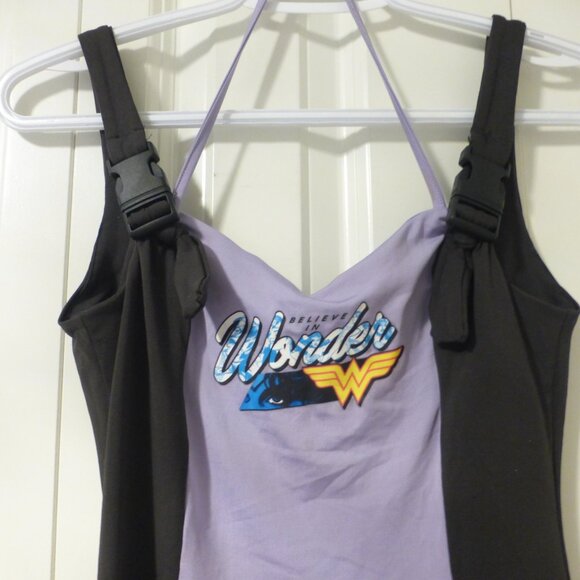 DC comics Wonder Woman dark gray/light purple colour block mini dress - Picture 3 of 13